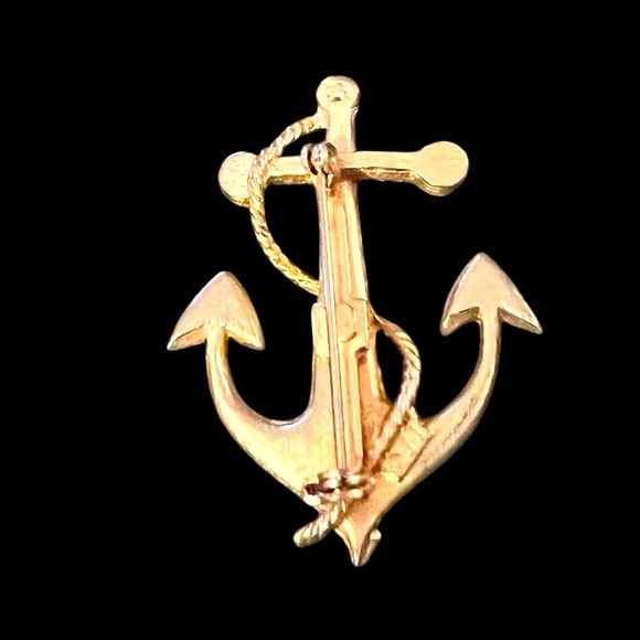 Vtg JJ Jonette Ship Nautical Patriotic Anchor Rope Red White Blue Pin Brooch - Picture 2 of 4